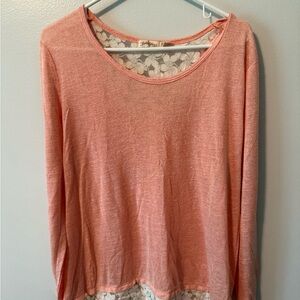 Faded Glory Peach Long Sleeve Crop Blouse